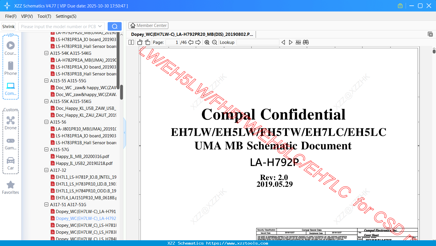 Laptop ACER Dopey_WC(EH7LW-C)_LA-H792PR20_MB(DIS)_20190802
